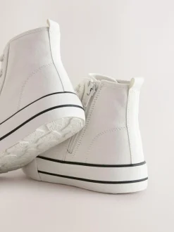 Next Lace-Up High Top Trainers White Hot