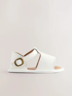 Next White Leather Touch Fastening Baby Sandals (0-24mths)