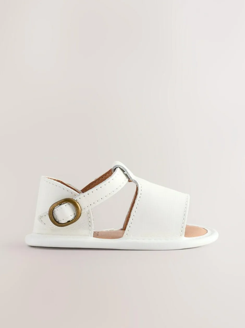 Next White Leather Touch Fastening Baby Sandals (0-24mths)