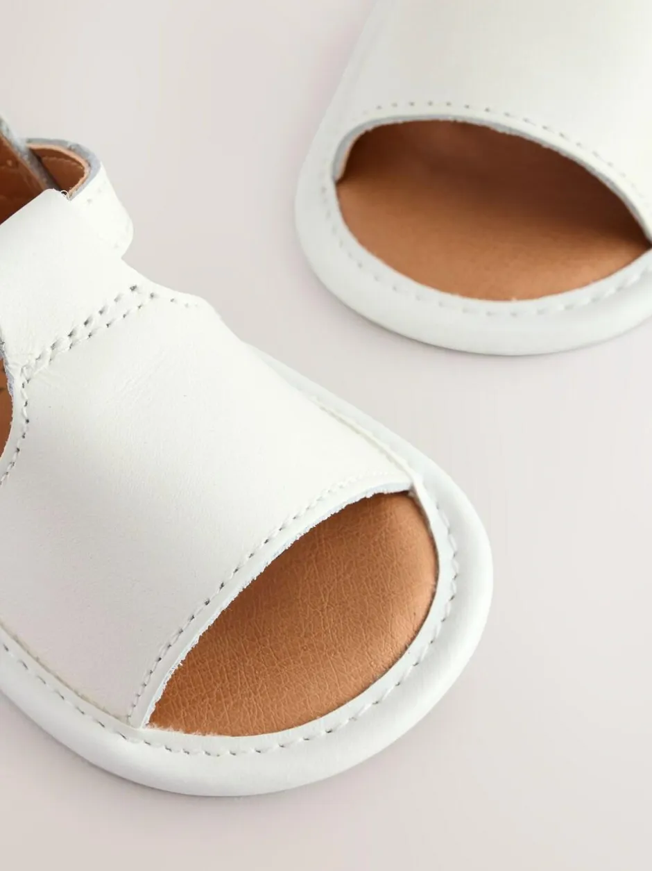 Next White Leather Touch Fastening Baby Sandals (0-24mths)