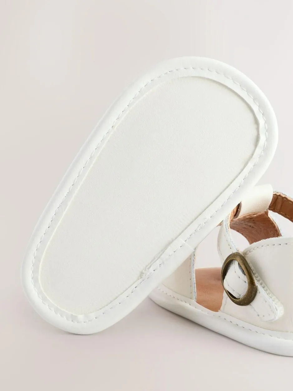 Next White Leather Touch Fastening Baby Sandals (0-24mths)