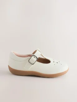 Next Wide Fit (G) First Walker T-Bar Touch Fastening Shoes White Leather Online