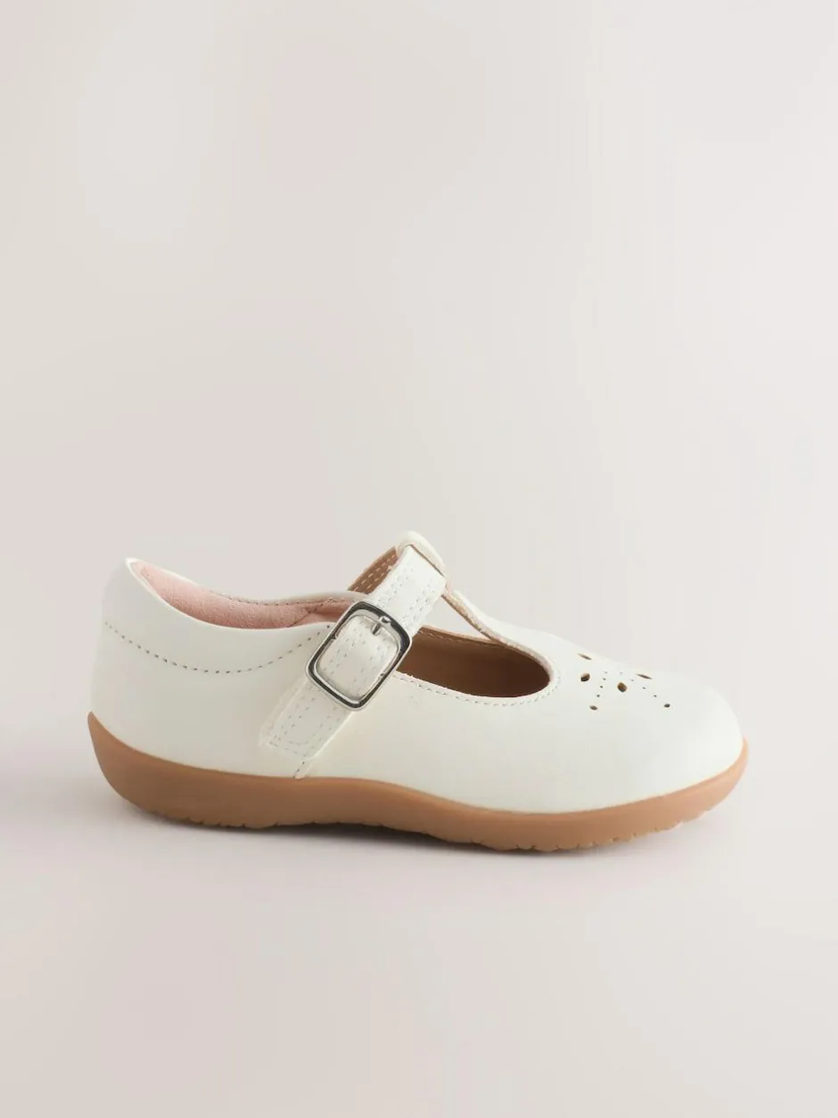 Next Wide Fit (G) First Walker T-Bar Touch Fastening Shoes White Leather Online