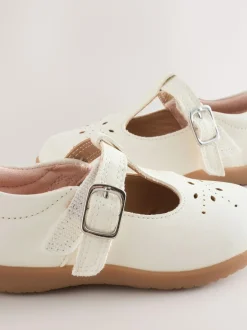 Next Wide Fit (G) First Walker T-Bar Touch Fastening Shoes White Leather Online