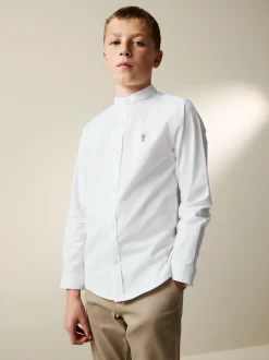 Next Long Sleeve Grandad Collar Oxford Shirt (3-16yrs) White Online