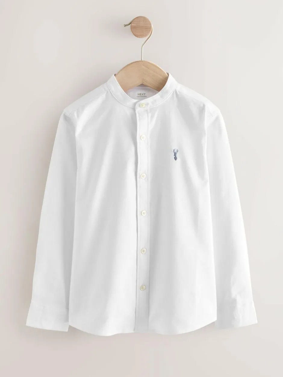 Next Long Sleeve Grandad Collar Oxford Shirt (3-16yrs) White Online