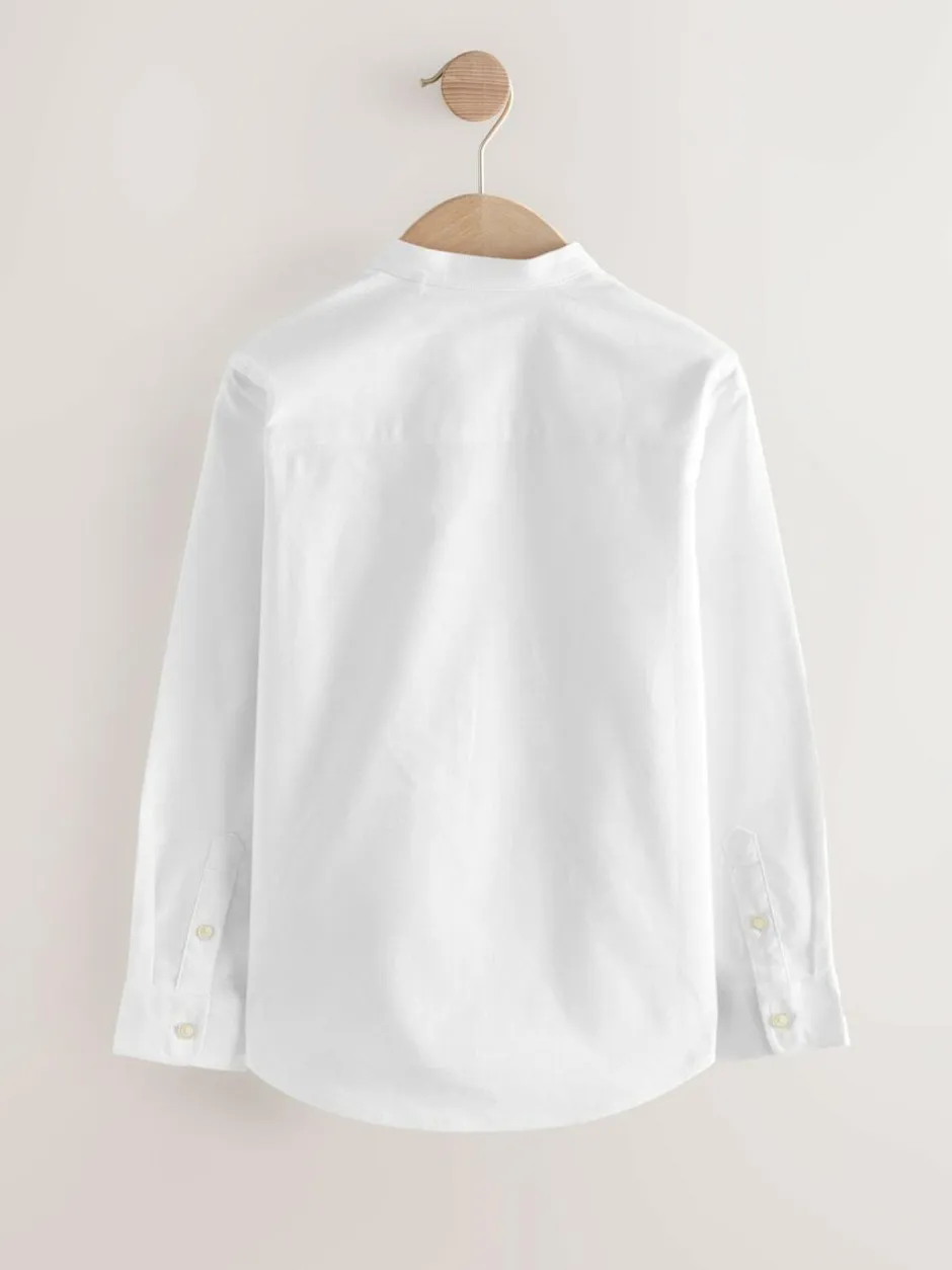 Next Long Sleeve Grandad Collar Oxford Shirt (3-16yrs) White Online