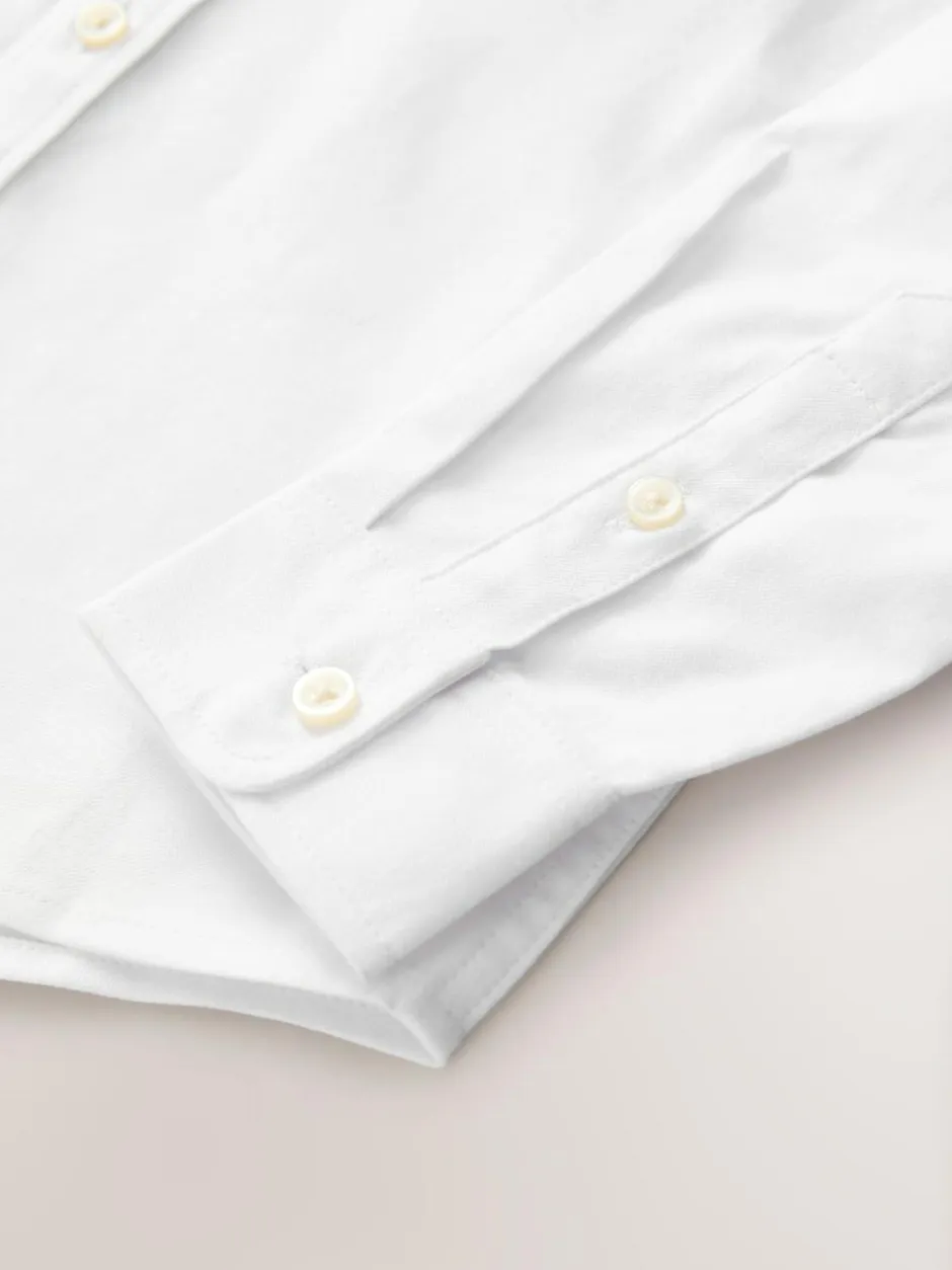 Next Long Sleeve Grandad Collar Oxford Shirt (3-16yrs) White Online