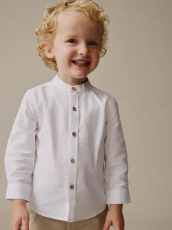 Next Long Sleeve Grandad Collar Oxford Shirt (3mths-7yrs) White