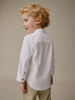 Next Long Sleeve Grandad Collar Oxford Shirt (3mths-7yrs) White