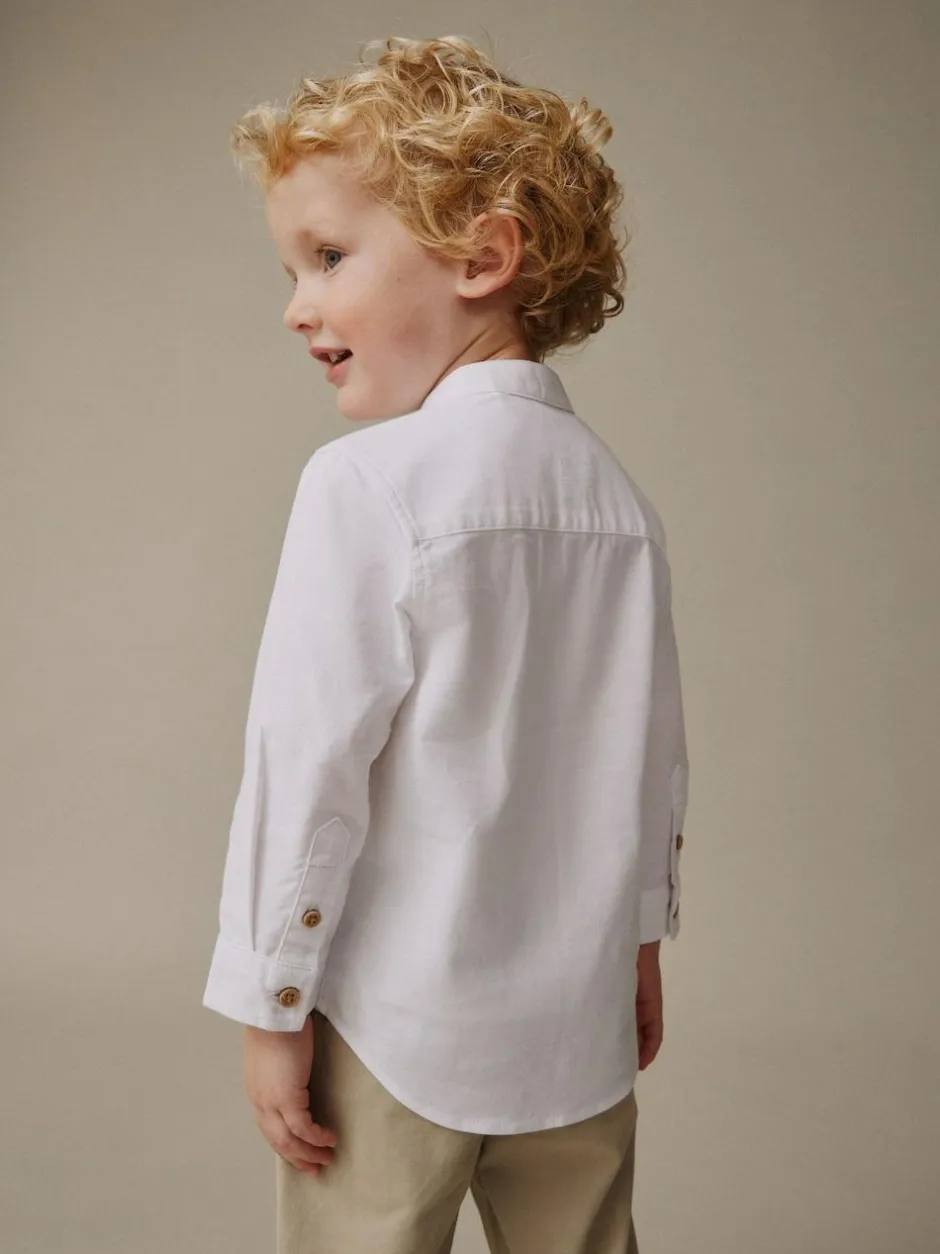 Next Long Sleeve Grandad Collar Oxford Shirt (3mths-7yrs) White