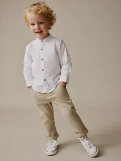 Next Long Sleeve Grandad Collar Oxford Shirt (3mths-7yrs) White