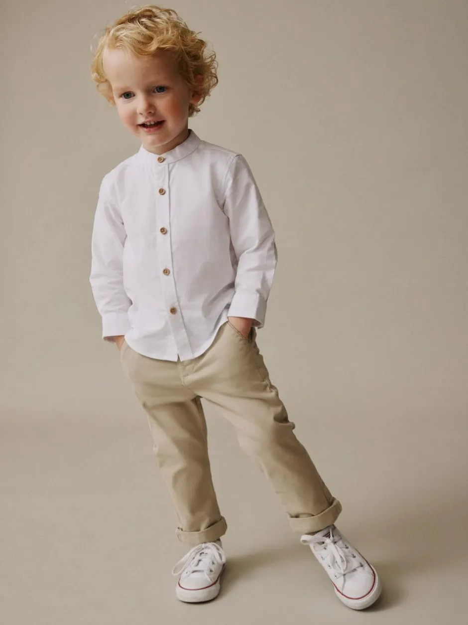 Next Long Sleeve Grandad Collar Oxford Shirt (3mths-7yrs) White