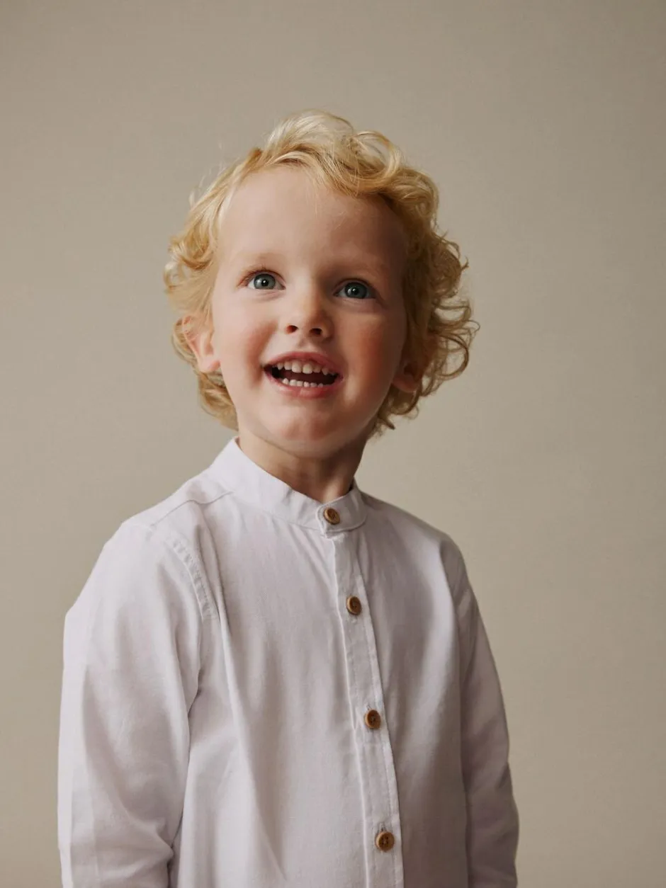 Next Long Sleeve Grandad Collar Oxford Shirt (3mths-7yrs) White