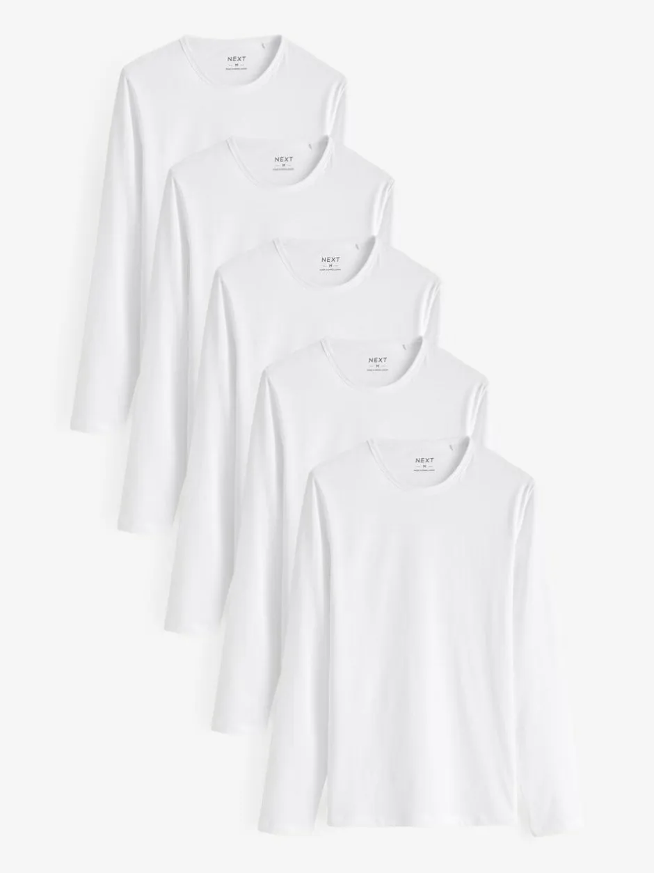 Next Long Sleeve Layering T-Shirts 5 Pack White Discount