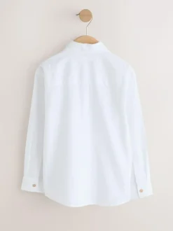 Next White Long Sleeve Relaxed Linen Blend Shirt (3-16yrs) Best