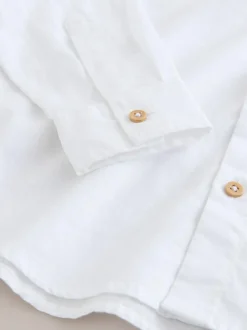 Next White Long Sleeve Relaxed Linen Blend Shirt (3-16yrs) Best