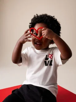 Next Short Sleeve Valentines T-Shirt (3mths-7yrs) White Love Hot