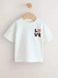 Next Short Sleeve Valentines T-Shirt (3mths-7yrs) White Love Hot