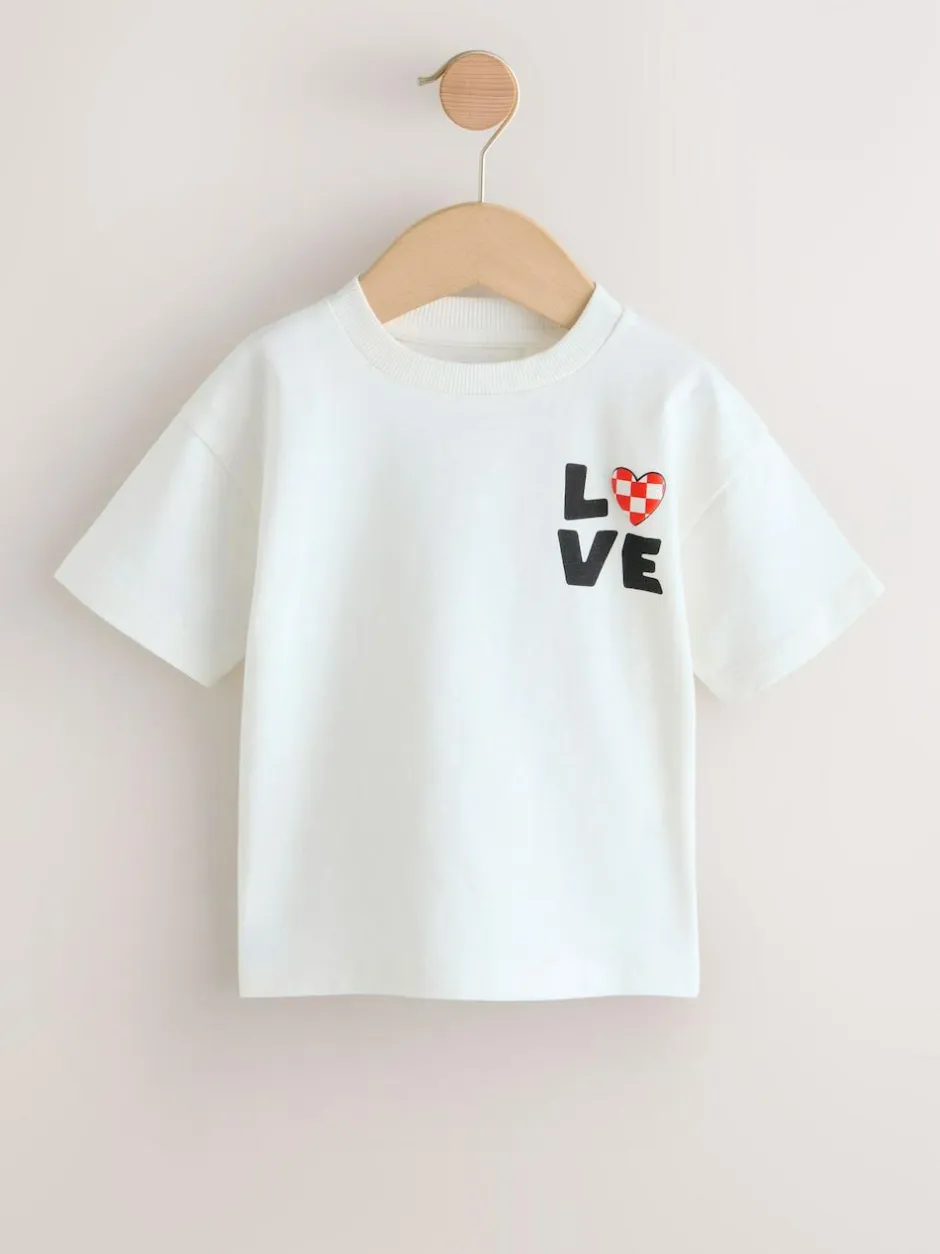 Next Short Sleeve Valentines T-Shirt (3mths-7yrs) White Love Hot
