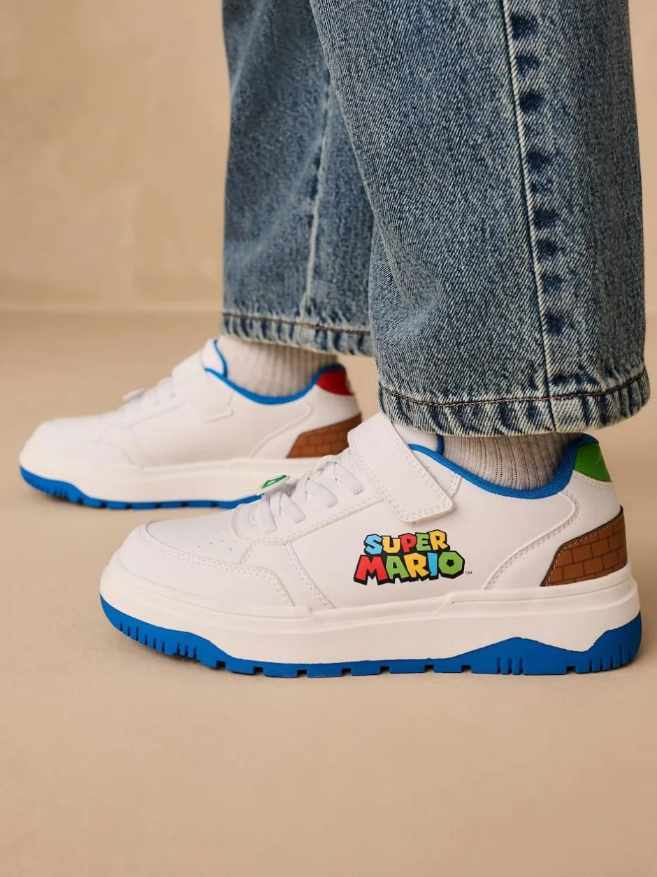 Next White Mario Elastic Lace Trainers Online