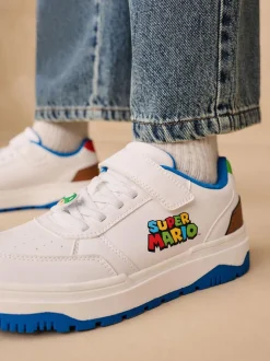 Next White Mario Elastic Lace Trainers Online