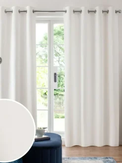 Next White Matte Velvet Blackout/Thermal Curtains New