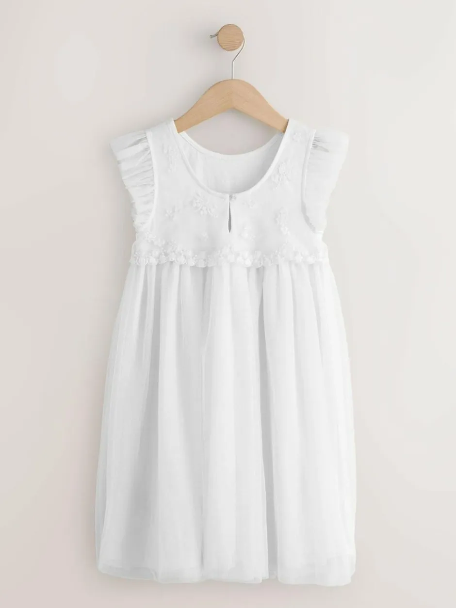 Next Mesh Flower Girl Dress (3-16yrs) White Online