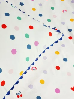 Next Duvet Cover and Pillowcase Set White Multi Spot Super Soft Brushed Cotton Clearance