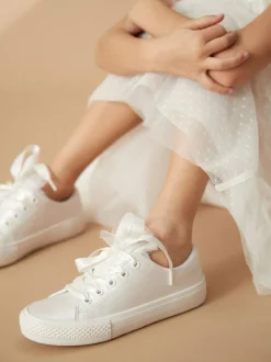Next White Occasion Tulle Lace-Up Trainers Hot