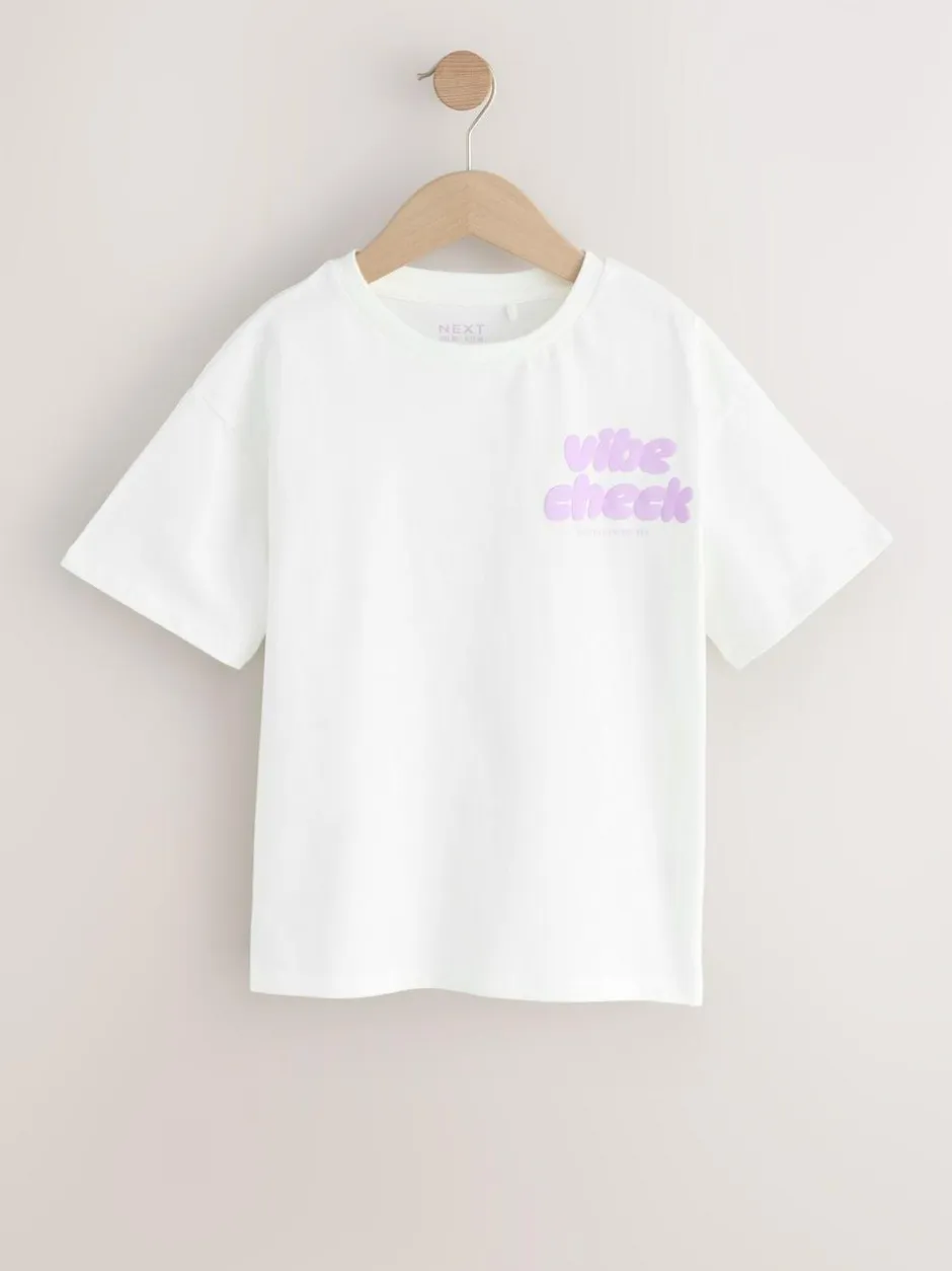 Next White Oversized Graphic Print T-Shirt (3-16yrs) Discount