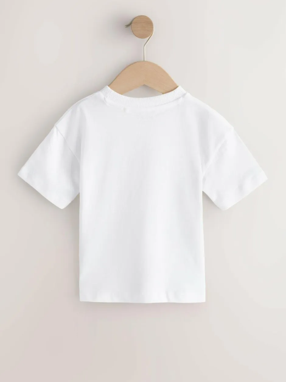 Next White Palm Tree Short Sleeve Small Graphic T-Shirt (3mths-7yrs) Hot