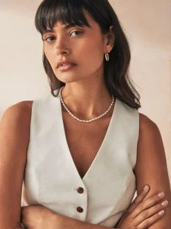 Next White Pearl Effect Short Necklace Hot