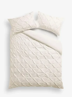 Next Pinch Pleat Soft Touch Brushed Duvet Cover and Pillowcase Set White Outlet