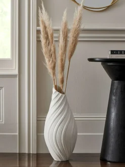 Next White Pleated Ceramic Extra Large Vase