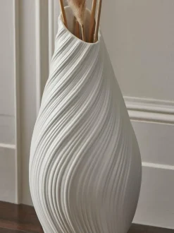 Next White Pleated Ceramic Extra Large Vase