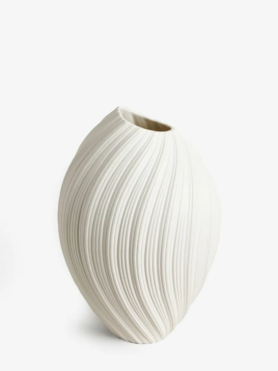Next White Pleated Ceramic Large Vase Online