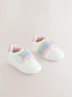 Next Baby Touch Fasten Trainers (0-24mths) White Rainbow Discount
