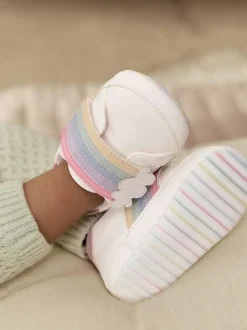 Next Baby Touch Fasten Trainers (0-24mths) White Rainbow Discount