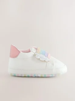 Next Baby Touch Fasten Trainers (0-24mths) White Rainbow Discount