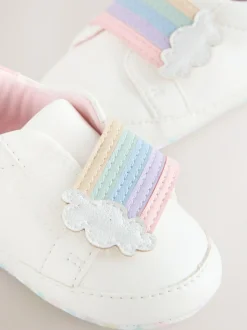 Next Baby Touch Fasten Trainers (0-24mths) White Rainbow Discount