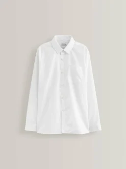 Next White Regular Fit 5 Pack Long Sleeve School Shirts (3-17yrs) Outlet