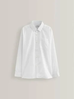 Next White Regular Fit 5 Pack Long Sleeve School Shirts (3-17yrs) Outlet