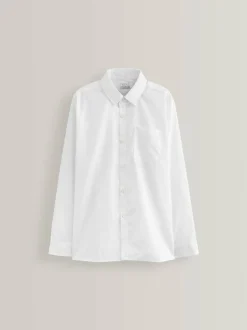 Next White Regular Fit 5 Pack Long Sleeve School Shirts (3-17yrs) Outlet