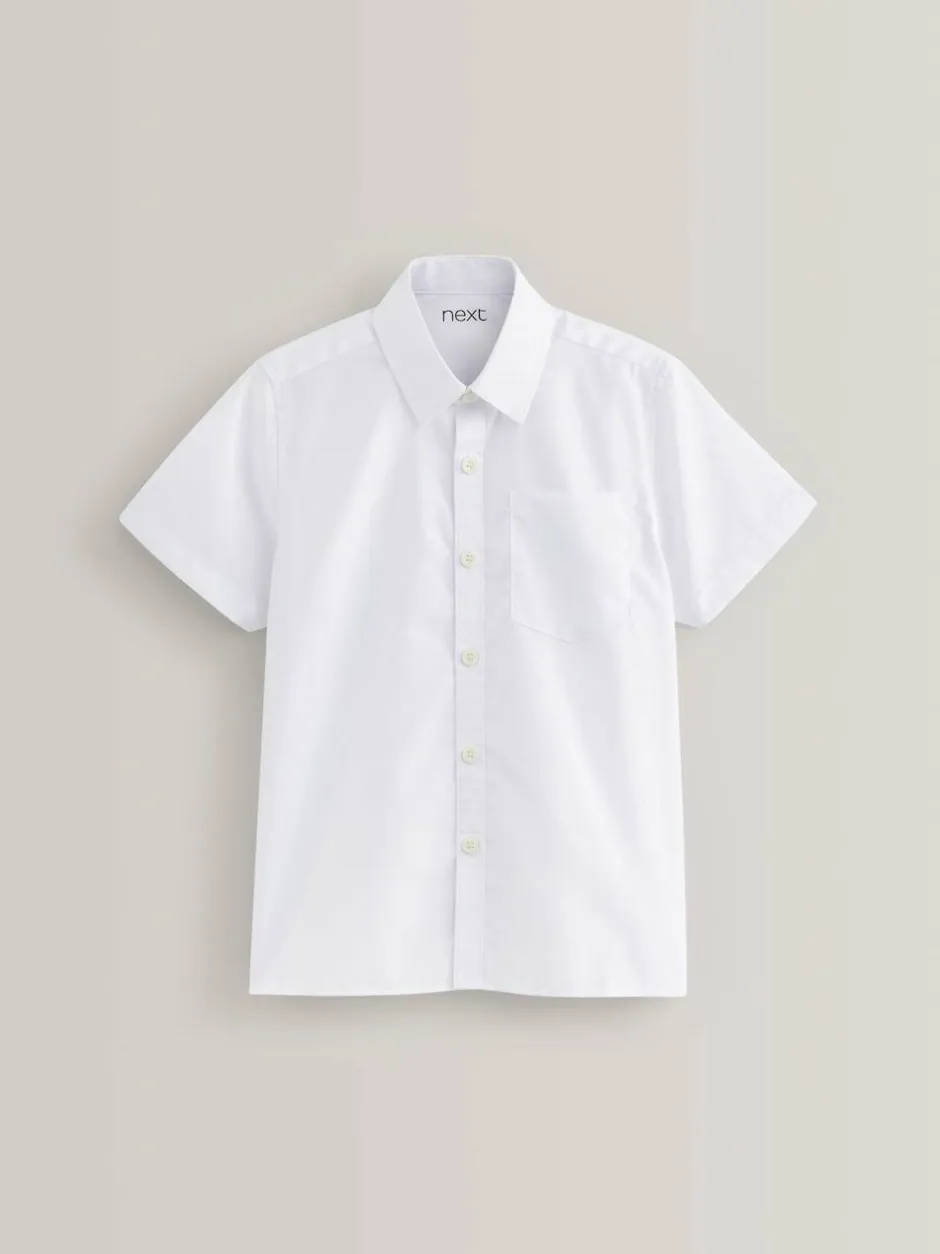 Next White Regular Fit 5 Pack Short Sleeve School Shirts (3-17yrs) Outlet