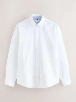 Next White Regular Fit Long Sleeve Oxford Shirt New