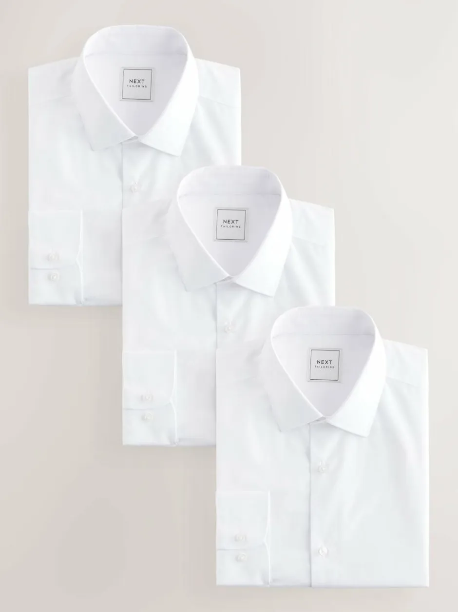 Next Regular Fit Single Cuff Easy Care Smart Shirts 3 Pack White Clearance