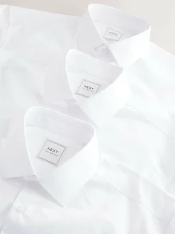 Next Regular Fit Single Cuff Easy Care Smart Shirts 3 Pack White Clearance