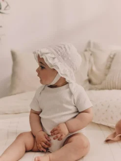 Next White Rib Short Sleeve Baby Bodysuits 5 Pack Outlet