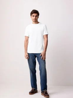 Next Ribbed Short Sleeve Crew T-Shirt White Outlet